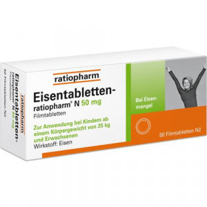 Produktbild von EISENTABLETTEN-ratiopharm N 50 mg Filmtabletten