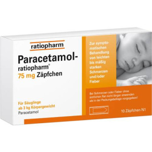 Produktbild von PARACETAMOL-ratiopharm 75 mg Z&auml;pfchen