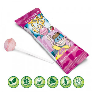Produktbild von MIRADENT XyliPOP Lolli Zahnpflegelolli Erdbeere